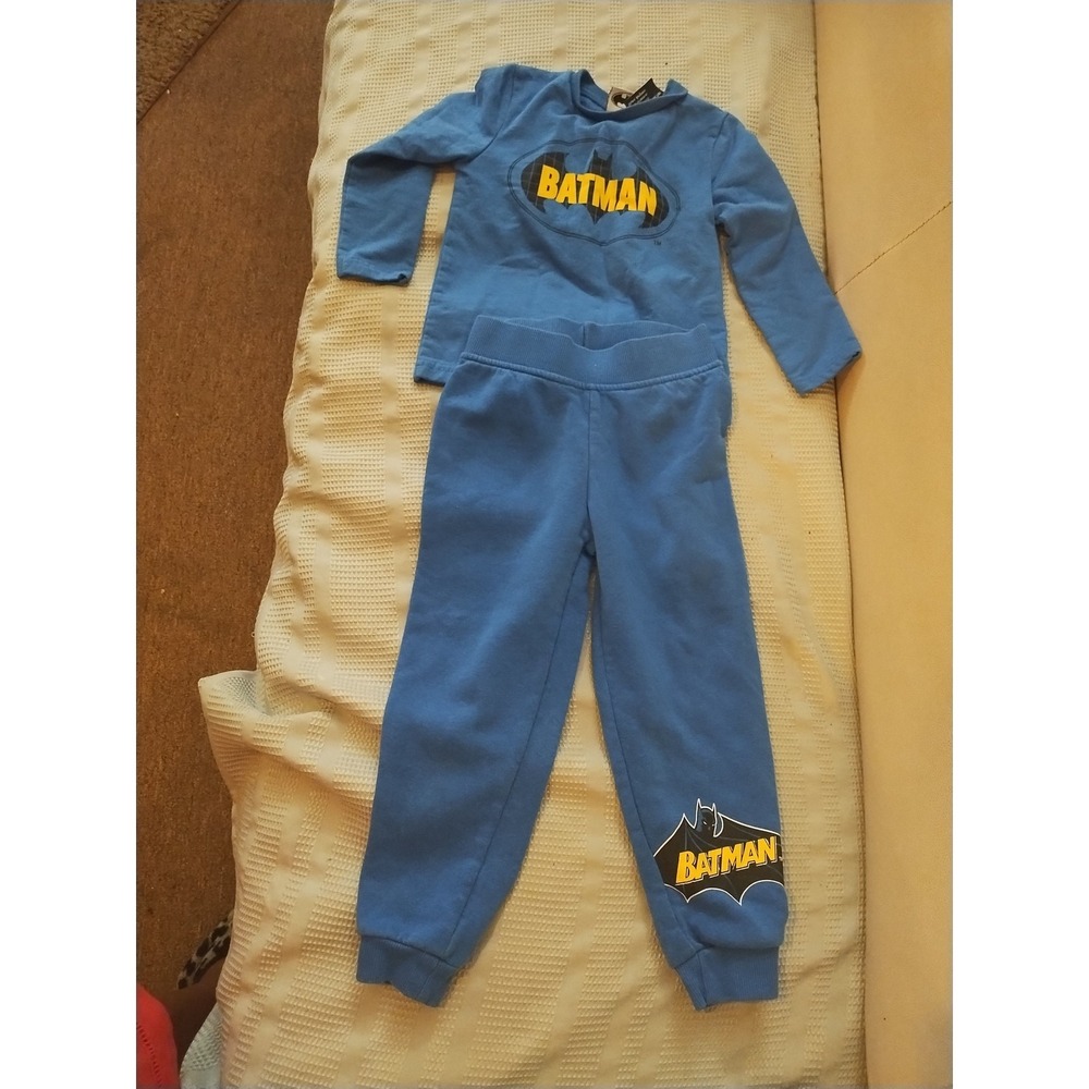Marvel Boys Blue Batman Sweat Suit Set 2-Piece Outfit Size 4T 2-4Y